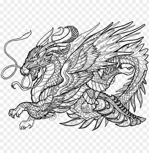 complicated dragon coloring pages - complex coloring pages of dragons PNG clipart with transparent background