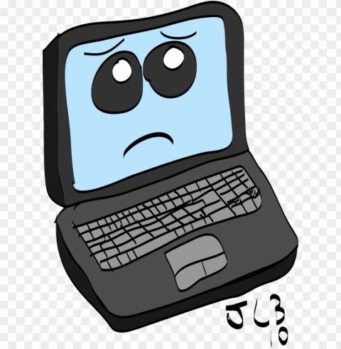 computers clipart cartoon - cartoon computer sad face PNG with clear overlay
