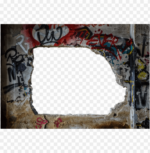 concrete breakthrough hole wall graffiti destroyed - break the wall transparent HighResolution Isolated PNG with Transparency