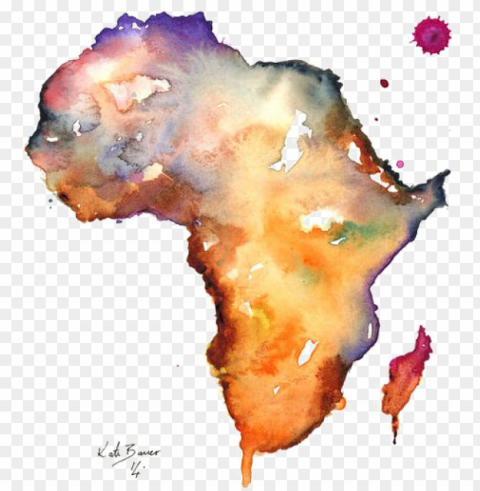 continent of africa - african watercolor ma PNG Image with Isolated Subject