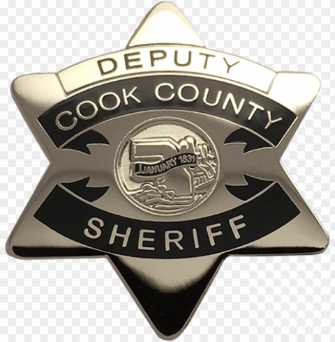 cook county sheriff star lapel pin - emblem Isolated Design Element on PNG