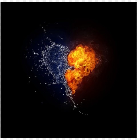 Cool photo heart water and fire Clear PNG pictures free