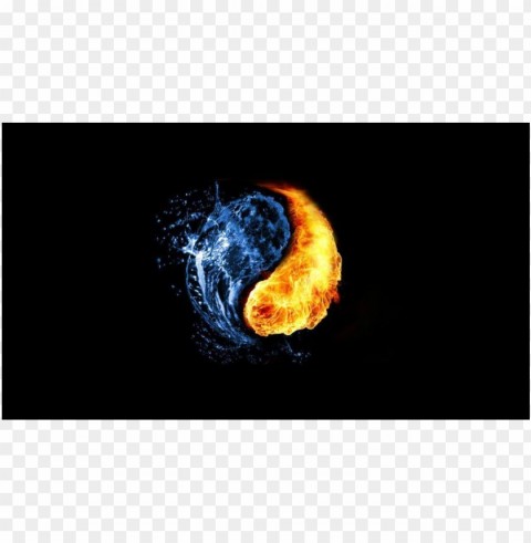 Yin and yang Cool photo fire and ice water ClearCut Background Isolated PNG Art