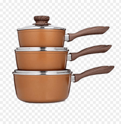 copper saucepan set Isolated Element in Transparent PNG