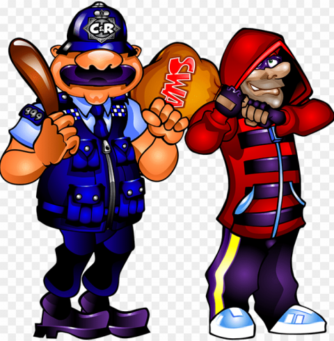 cops nrobbers millionaries row - cartoo Transparent Background Isolation in HighQuality PNG