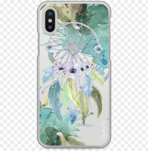 coque iphone x green watercolor floral dreamcatcher - iphone 7 PNG Graphic with Clear Isolation