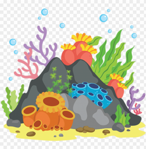 coral reef clipart jpg black and white stock - coral reef cartoon PNG Image with Clear Isolation