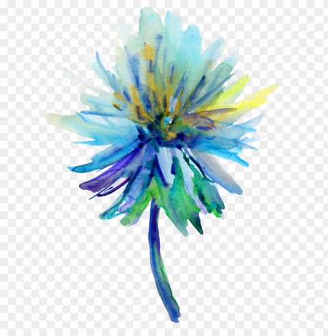 corporate responsibility - teal watercolor abstract flower High-definition transparent PNG