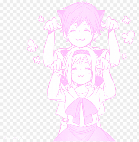 couple cute mine kawaii manga myedit pink pastel transparent - pink anime couple transparent ClearCut Background Isolated PNG Graphic Element