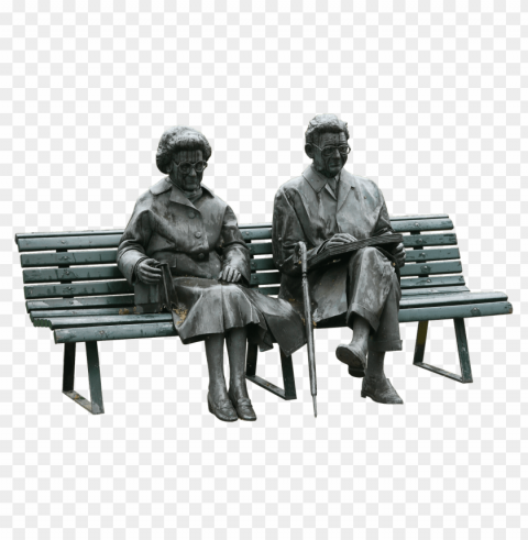 couple old people sitting on a bench statue Isolated Icon in HighQuality Transparent PNG
