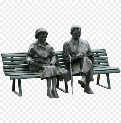 couple old people sitting on a bench statue - all full hd PNG Graphic with Transparent Isolation