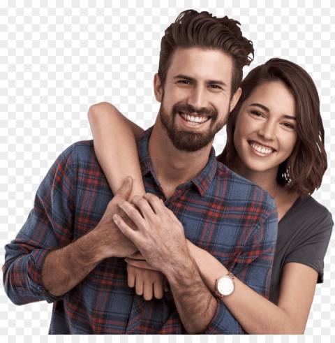 couple posing and smiling flipped - love ClearCut Background PNG Isolated Element