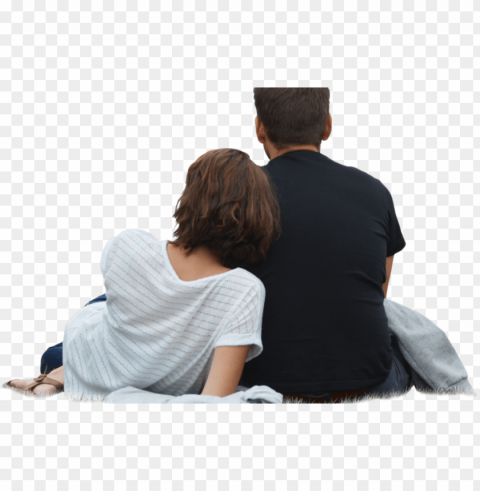 couple sitting back Transparent art PNG