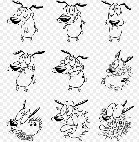 Courage The Cowardly Dog Courage Poses Mens Regular - Courage The Cowardly Dog Black And White Clear Background PNG Isolated Illustration