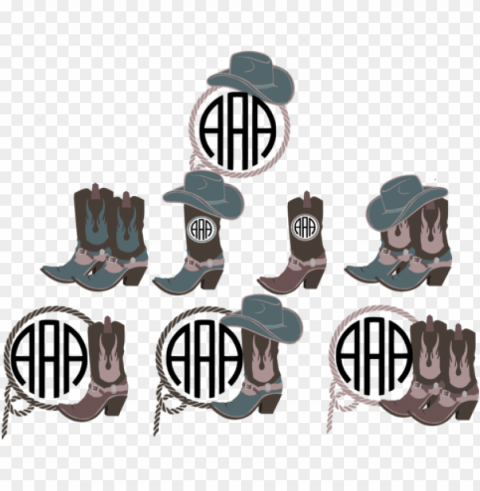 cowboy boots cowboy hat monogram frame svg cut file - monogram sv PNG image with no background
