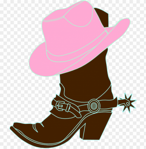 cowgirl hat and boot clip art - pink cowgirl boots clipart Transparent Background Isolation in PNG Format