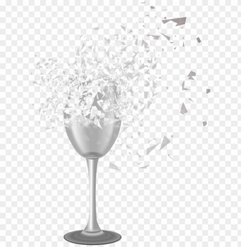 cracked glass transparent - broken champagne glass Clean Background PNG Isolated Art