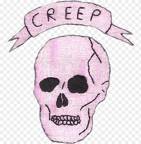 creep skull patch pink tumblr aesthetic - hipster tumblr Transparent PNG image