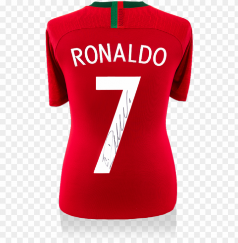cristiano ronaldo back signed portugal 2018 home shirt PNG images with no watermark