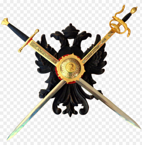 crossed swords and shield - swords over shield PNG Isolated Illustration with Clarity