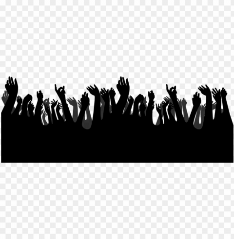 crowd hands clipart graphic - hands up silhouette Transparent PNG illustrations