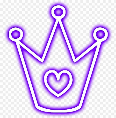 crown sticker - neon glowing crown Clean Background Isolated PNG Character