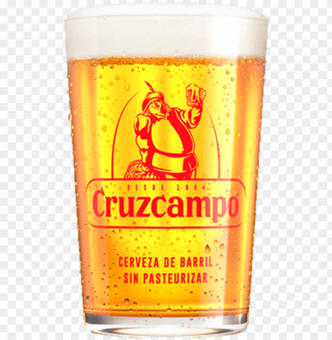 cruzcampo glasses - vaso de cerveza cruzcampo Transparent PNG Isolated Design Element