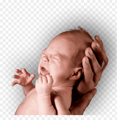 crying baby in adult's hands Isolated Character on Transparent Background PNG