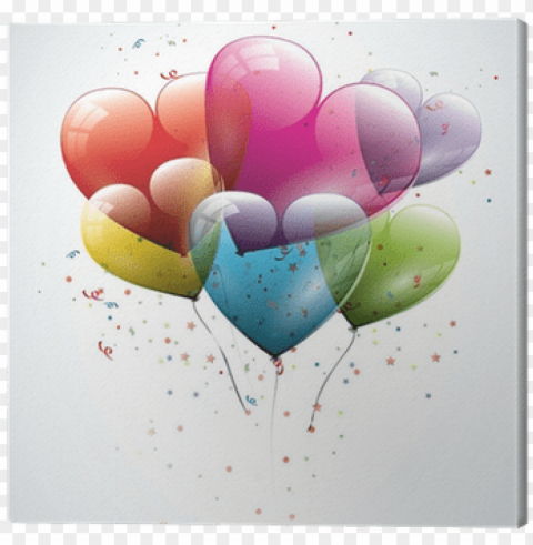 cuadro en lienzo en forma de corazón globos de cumpleaños - balony z sercem przezroczyste Isolated Artwork with Clear Background in PNG