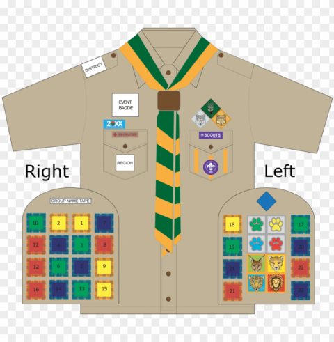 cub badge chart 2017 - scouts south africa badge placement Isolated Graphic Element in HighResolution PNG