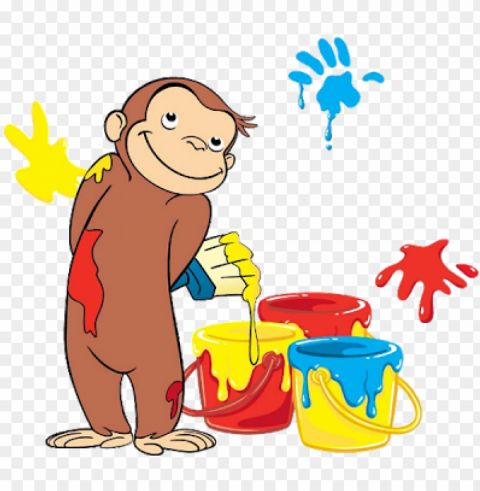 curious george cartoon monkey - curious george paint Clear Background PNG Isolated Graphic
