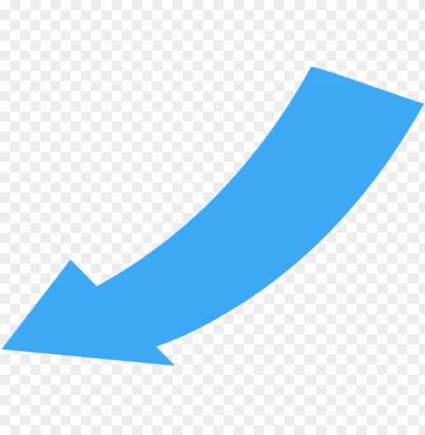 curved wide directional arrow pointing to the lower - blue curved arrow background Isolated Artwork on Transparent PNG