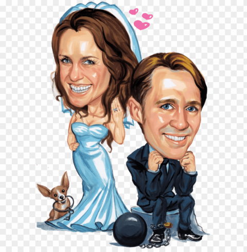 custom wedding caricature can be a perfect show stopper - cartoo PNG Image with Isolated Artwork