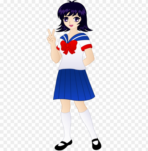 cute anime school girl - anime school girl clipart Transparent Background PNG Isolated Design
