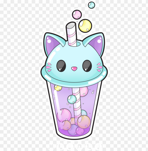 cute cat bubble tea commissions open by - cute cat bubble tea Isolated Subject on Clear Background PNG