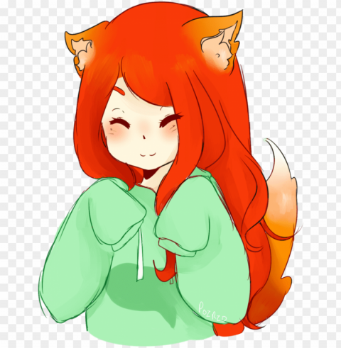 cute drawings of a fox girl PNG images with alpha transparency selection