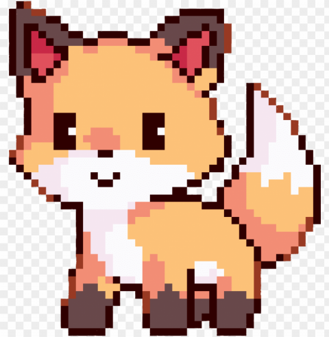 cute fox pixel art clipart pixel art drawing - kawaii fox pixel art PNG Graphic Isolated on Clear Background Detail