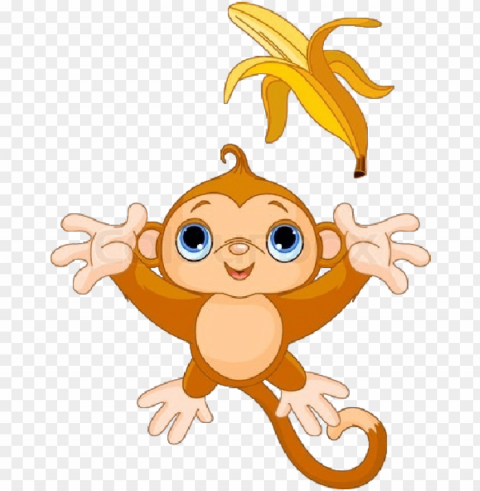 cute funny cartoon baby monkey clip art images - animated clipart background Isolated Object in HighQuality Transparent PNG