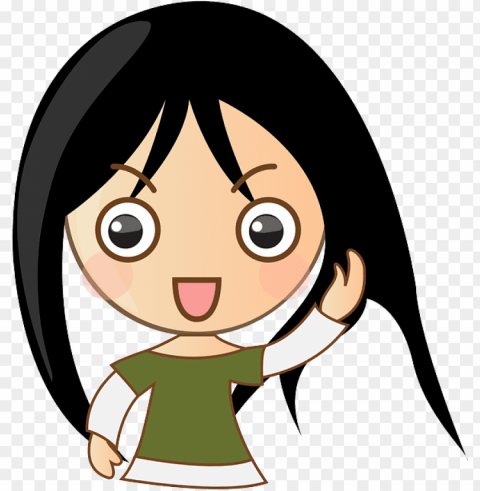 cute girl smile woman anime comic waving - asian girl clipart Free PNG images with alpha channel set