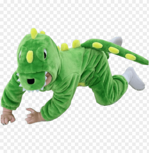 cute green kiddie dino onesie - costume PNG Isolated Object on Clear Background