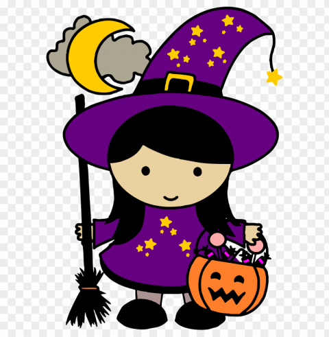 cute halloween witch Transparent PNG Isolated Subject Matter
