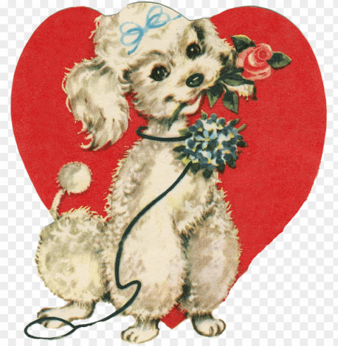 cute little dog holding a rose Isolated Artwork on HighQuality Transparent PNG