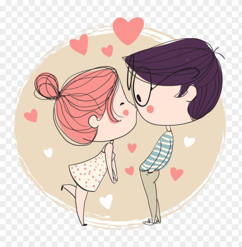 cute lovely cartoon clipart couple PNG for web design