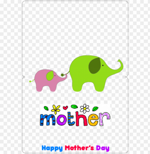 cute mother's day card simply print cut and fold have - indian elephant PNG for overlays