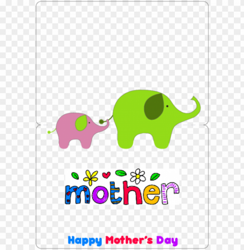 Cute Mothers Day Card Simply Print Cut And Fold Have - Indian Elephant PNG For Overlays