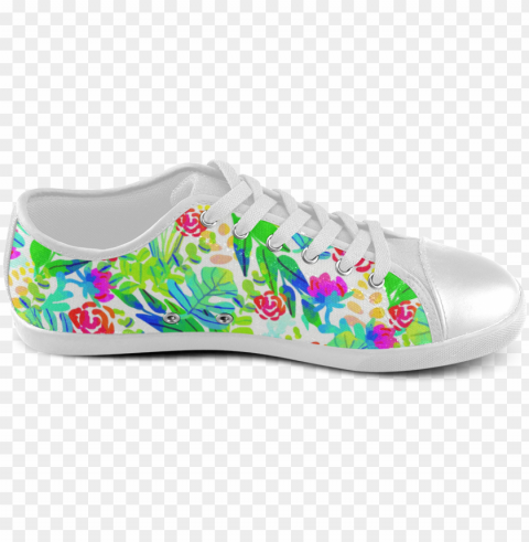 cute tropical watercolor flowers women's canvas shoes - slip-on shoe Transparent PNG graphics library