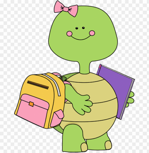 cute turtle clipart - back to school turtle PNG Isolated Object on Clear Background