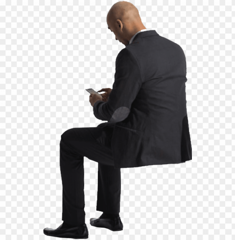 cutout man sitting phone back - people sitting back PNG images with alpha transparency layer