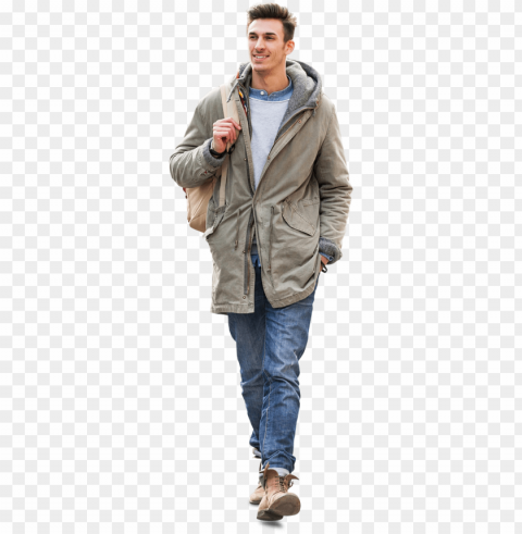cutout man walking in green jacket Free PNG images with transparent layers diverse compilation