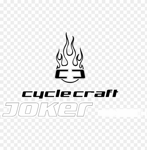 cyclecraft joker logo black and white - calligraphy Isolated Graphic on Clear Background PNG